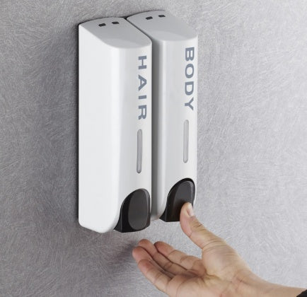 Plastic Wall Mount Soap Dispenser Black Bathroom Shower Shampoo 350ml - | Buy Online in UK