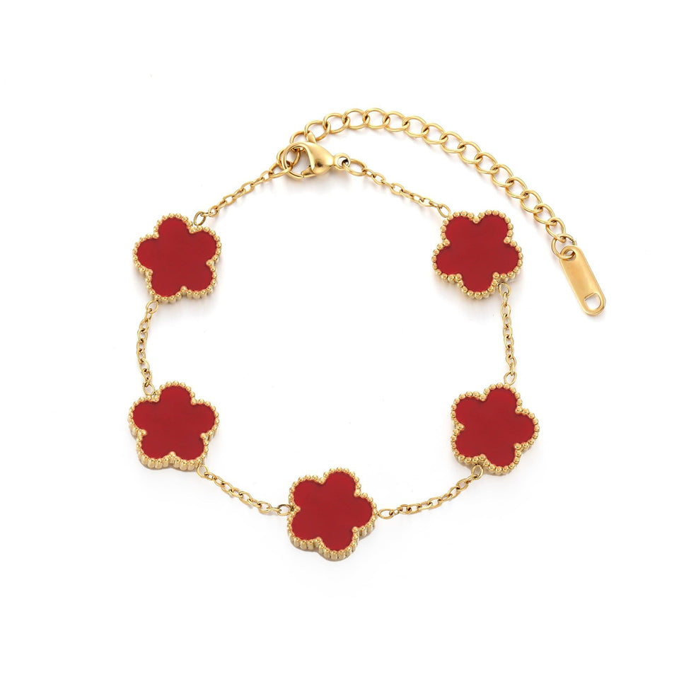Clover Five-Petal Bracelet Jewelry – Lucky Flower Charm Bracelet for Women