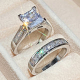 Lady's Square Diamond Zircon Couple Rings