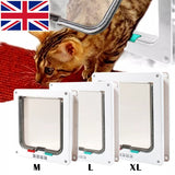 Pet Door Locking Small Medium Large Dog Cat Flap Magnetic White Frame 4 Way--21x20x6 - Door-Mounted Doors | Buy Online in UK