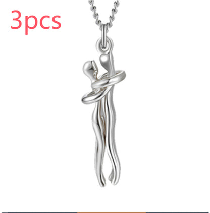 Love Hug Necklace Unisex Men Women Couple Jewelry Simple Temperament Clavicle Chain Valentine's Day Lover Gift