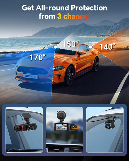 Dash Cam Front and Rear inside 3 Channel Dashcam for Cars 1080P - Uncategorized | Buy Online in UK
