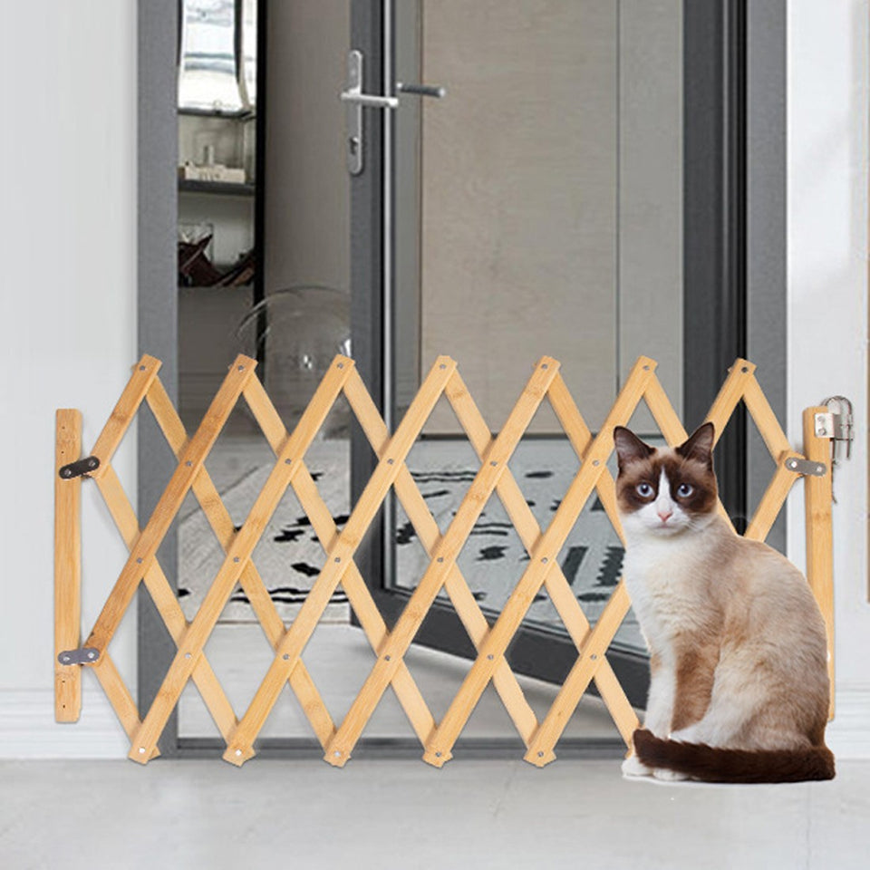 Retractable Wooden Dog Gate Pet Baby Safety Fence Barrier Doorways Stairs Garden - Fences & Gates | Buy Online in UK