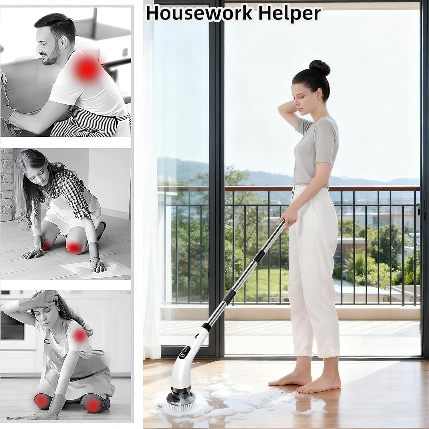 Cordless Electric Spin Scrubber with 8 Brush Heads