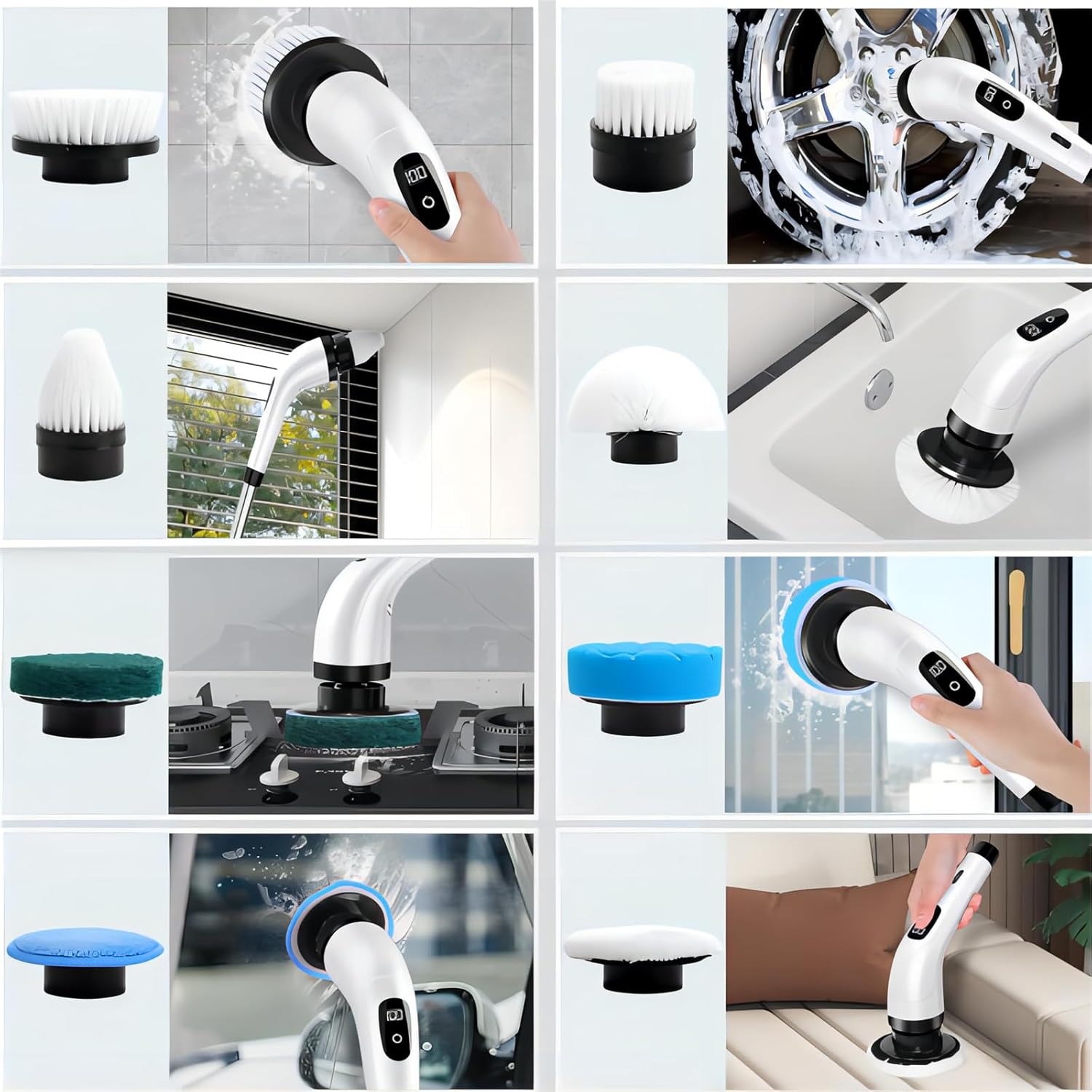 Cordless Electric Spin Scrubber with 8 Brush Heads