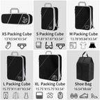 SINZUX 6 PCS Compression Packing Cubes, Black Extensible Ultralight Packing Cubes for Suitcases, Suitcase Organiser Bags Set, Travel Cubes Organiser Bags for Backpack Luggage