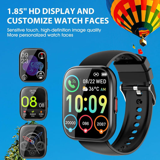 Smartwatch Men Women Fitness Tracker 112 Sports Modes Sleep Monitor Watch Black