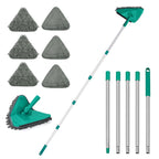JEHONN Wall Mop with Long Handle 202 cm, Upgraded 180° Collapsible Baseboard Cleaner Tool with Squeegee, Ceiling Duster with 3 Microfiber and 3 Chenille Pads for Cleaning Window, Cabinet (Yellow)