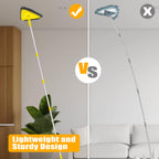 JEHONN Wall Mop with Long Handle 202 cm, Upgraded 180° Collapsible Baseboard Cleaner Tool with Squeegee, Ceiling Duster with 3 Microfiber and 3 Chenille Pads for Cleaning Window, Cabinet (Yellow)