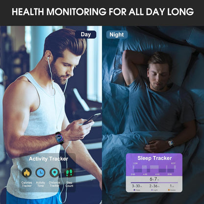 Smartwatch Men Women Fitness Tracker 112 Sports Modes Sleep Monitor Watch Black