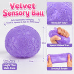 Fuzz Ball Fidget Stress Toy, Squishies Stress Balls, Fuzzball Sensory Ball with Spiky Texture, Squishy Fidget Toys, Adults Anxiety Relief Toys, Portable Fidget Toy for Office, School, Home(purple)
