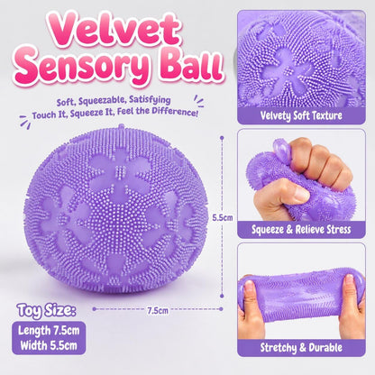 Fuzz Ball Fidget Stress Toy, Squishies Stress Balls, Fuzzball Sensory Ball with Spiky Texture, Squishy Fidget Toys, Adults Anxiety Relief Toys, Portable Fidget Toy for Office, School, Home(purple)