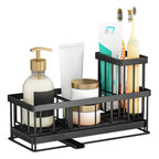 TidyTrove Kitchen Sink Caddy - Sink Tidy Organizer with Removable Sponge Holder Brush Holder, Self-Draining Tray for Countertop Kitchen Storage Organisation (Black)
