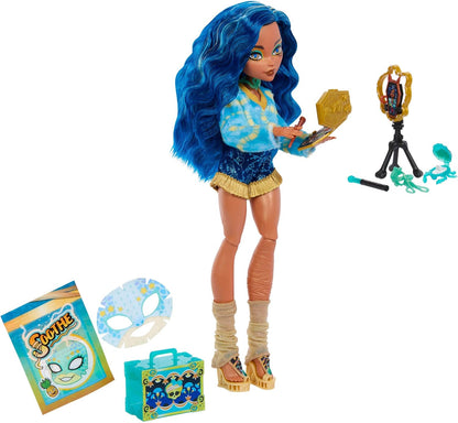 Monster High Self-Scare Secrets Cleo De Nile Doll and Accessories Set with 13 Realistic Surprises like Pottery Set and Makeup, JMG74