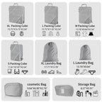 SINZUX 6 PCS Compression Packing Cubes, Black Extensible Ultralight Packing Cubes for Suitcases, Suitcase Organiser Bags Set, Travel Cubes Organiser Bags for Backpack Luggage