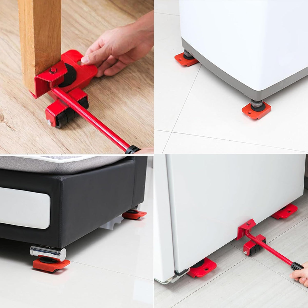 5PCS Furniture Movers Set – Heavy Duty 150KG Lifter with Wheels & Crowbar