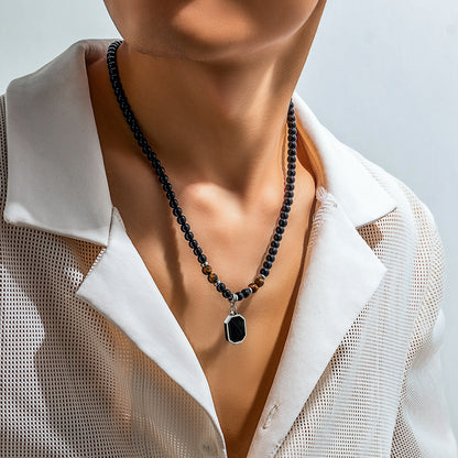 Geometric Beaded Necklace for Men - Necklaces | Buy Online in UK