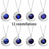 12 Constellation Zodiac Sign Moon Glass Necklace
