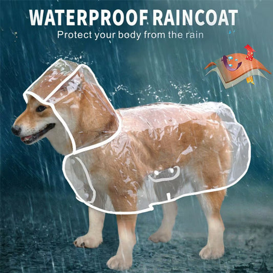Dog Puppy Rain Coat PVC Waterproof Clear Transparent Pet Hooded Jacket - Pet Rain Coats | Buy Online in UK
