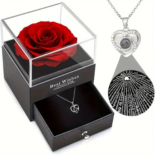 Buy Eternal Rose Jewelry Box with Hidden Necklace Drawer – Valentine Gift for Women in UK - High Quality Jewelry Boxes