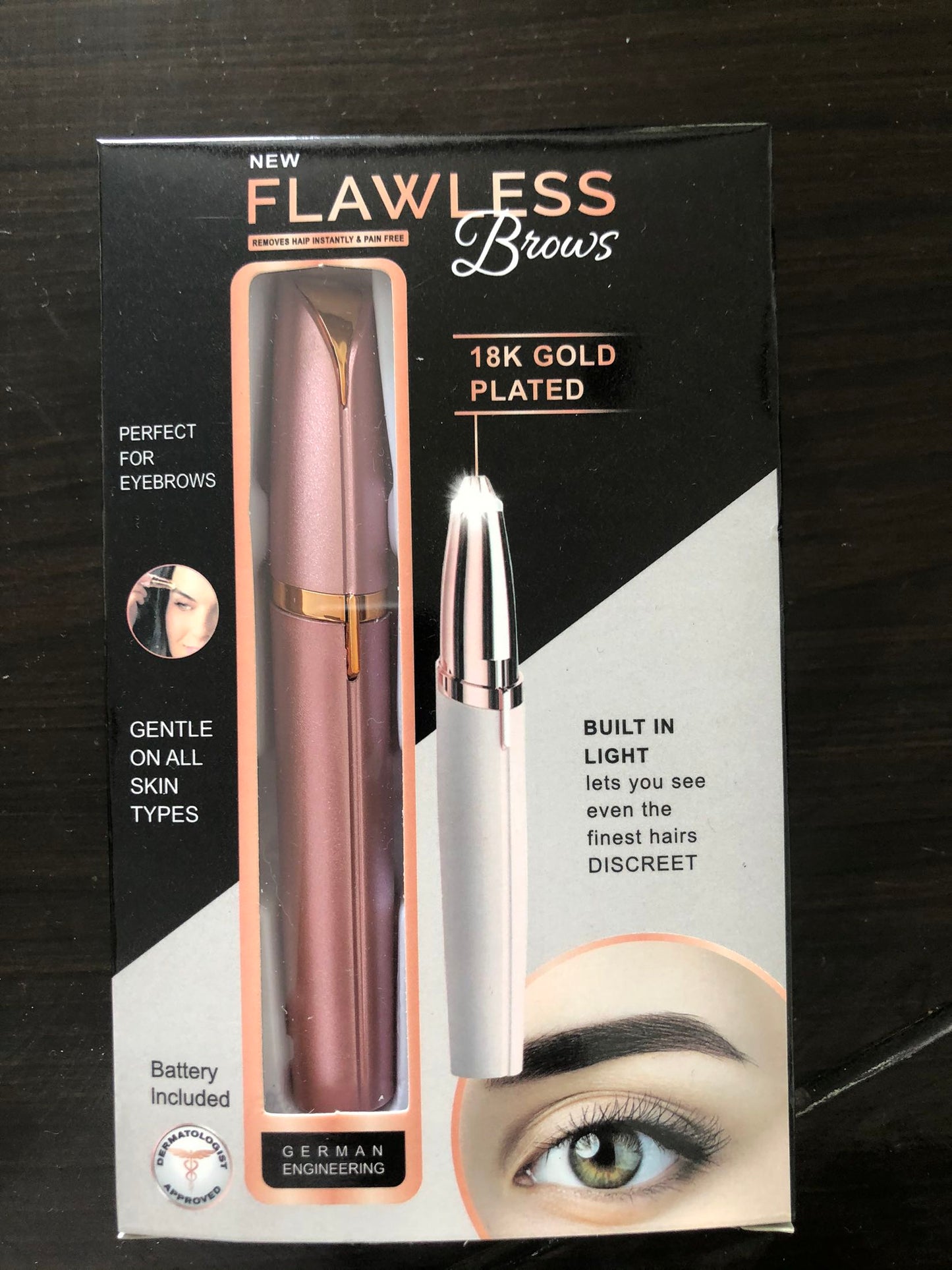 Mini Electric Eyebrow Trimmer & Lipstick Brows Pen – Painless Hair Remover with LED Light - Trimmers | Buy Online in UK