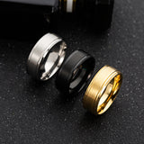 Men's Wedding Rings Black Silver Gold Pure 8MM Rings
