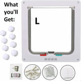 Pet Door Locking Small Medium Large Dog Cat Flap Magnetic White Frame 4 Way--21x20x6 - Door-Mounted Doors | Buy Online in UK
