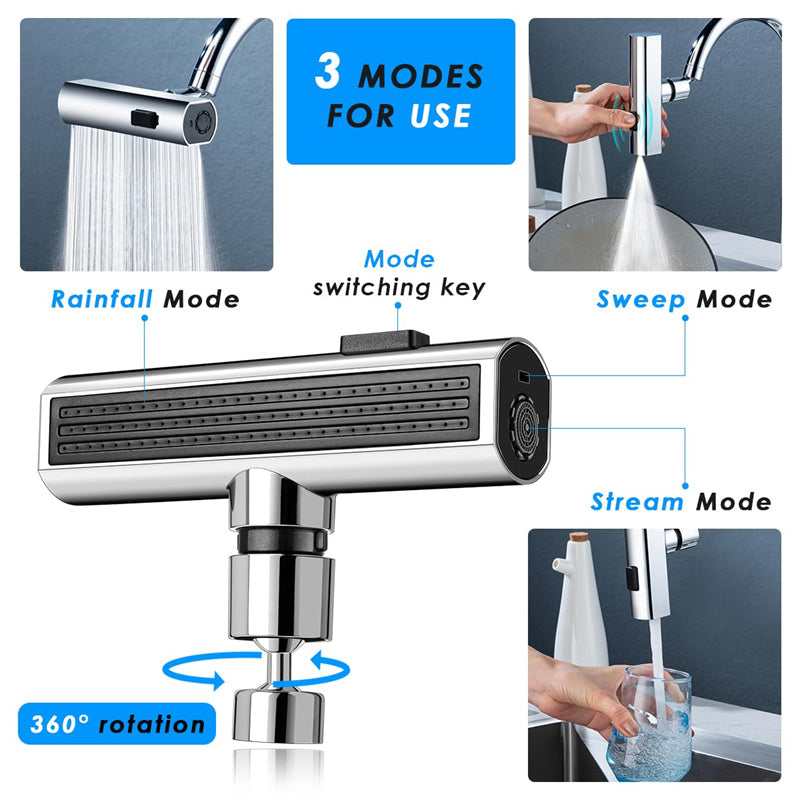 Universal Rotating Waterfall Faucet Nozzle – Splash‑Proof Bubbler Extension for Kitchen Sink - Faucet Accessories | Buy Online in UK