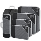 SINZUX 6 PCS Compression Packing Cubes, Black Extensible Ultralight Packing Cubes for Suitcases, Suitcase Organiser Bags Set, Travel Cubes Organiser Bags for Backpack Luggage