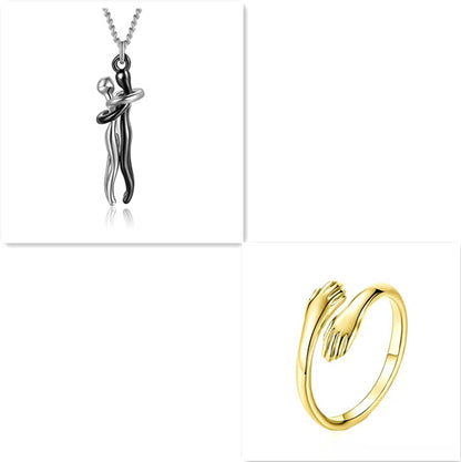 Love Hug Necklace Unisex Men Women Couple Jewelry Simple Temperament Clavicle Chain Valentine's Day Lover Gift