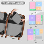 SINZUX 6 PCS Compression Packing Cubes, Black Extensible Ultralight Packing Cubes for Suitcases, Suitcase Organiser Bags Set, Travel Cubes Organiser Bags for Backpack Luggage