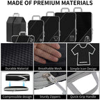 SINZUX 6 PCS Compression Packing Cubes, Black Extensible Ultralight Packing Cubes for Suitcases, Suitcase Organiser Bags Set, Travel Cubes Organiser Bags for Backpack Luggage
