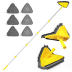 JEHONN Wall Mop with Long Handle 202 cm, Upgraded 180° Collapsible Baseboard Cleaner Tool with Squeegee, Ceiling Duster with 3 Microfiber and 3 Chenille Pads for Cleaning Window, Cabinet (Yellow)