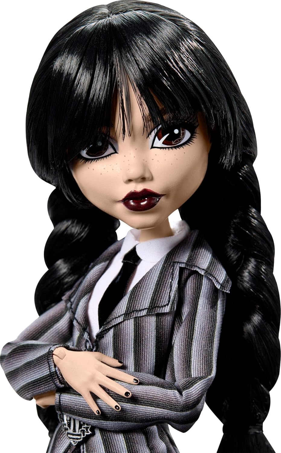 Monster High Wednesday Doll and Accessories, Wednesday Addams Collectible in Nevermore Academy Uniform with Thing and Backpack, Doll Stand, HXJ04