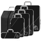 SINZUX 6 PCS Compression Packing Cubes, Black Extensible Ultralight Packing Cubes for Suitcases, Suitcase Organiser Bags Set, Travel Cubes Organiser Bags for Backpack Luggage