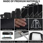 SINZUX 6 PCS Compression Packing Cubes, Black Extensible Ultralight Packing Cubes for Suitcases, Suitcase Organiser Bags Set, Travel Cubes Organiser Bags for Backpack Luggage