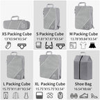 SINZUX 6 PCS Compression Packing Cubes, Black Extensible Ultralight Packing Cubes for Suitcases, Suitcase Organiser Bags Set, Travel Cubes Organiser Bags for Backpack Luggage