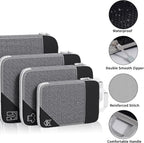 SINZUX 6 PCS Compression Packing Cubes, Black Extensible Ultralight Packing Cubes for Suitcases, Suitcase Organiser Bags Set, Travel Cubes Organiser Bags for Backpack Luggage