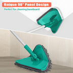 JEHONN Wall Mop with Long Handle 202 cm, Upgraded 180° Collapsible Baseboard Cleaner Tool with Squeegee, Ceiling Duster with 3 Microfiber and 3 Chenille Pads for Cleaning Window, Cabinet (Yellow)