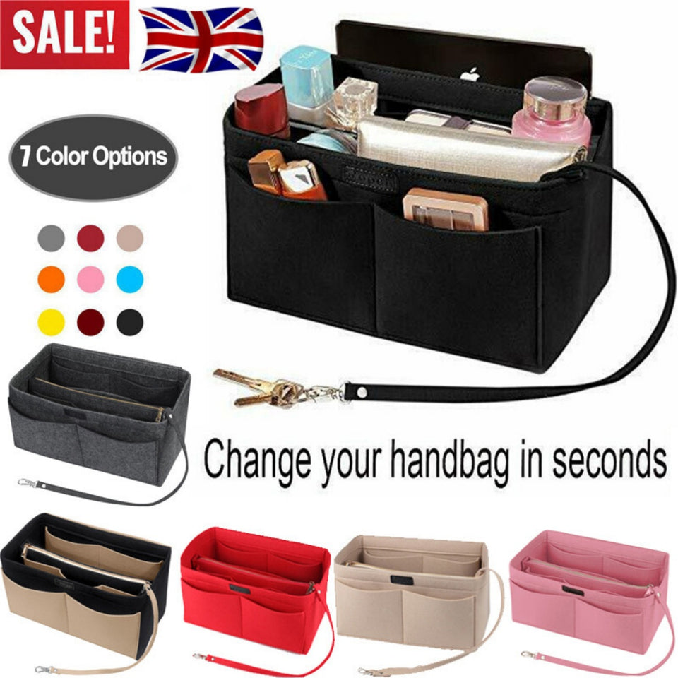 Women Ace Organizer Handbag Felt Travel Bag Insert Liner Makeup Organiser Pouch - Handbag & Wallet Accessories | Buy Online in UK