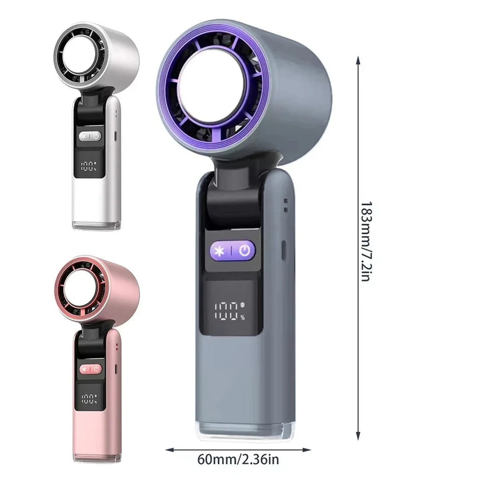 Violent Ice Cooling Fan Handheld Portable Fan Rechargeable Speed Ice Cooling Handheld Small Fan High Speed Folding Neck Type Fan