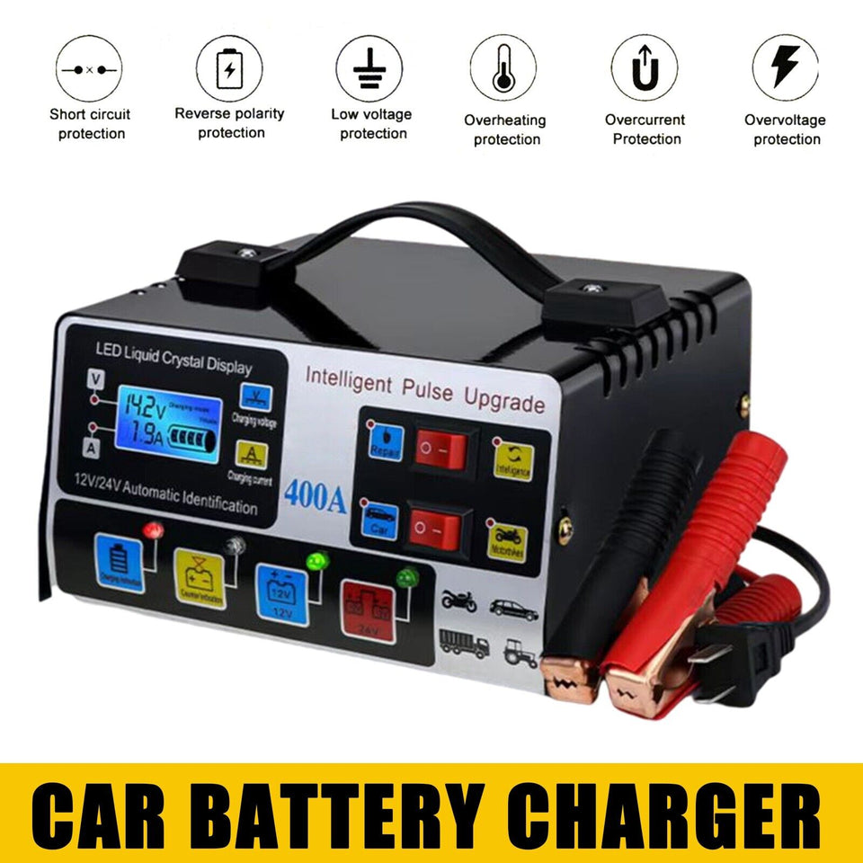 400W Heavy Duty Smart Car Battery Charger Automatic Pulse Repair Trickle UK - Vehicle Battery Chargers | Buy Online in UK