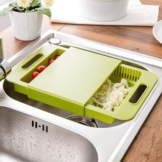 Multifunction Kitchen Chopping Board with Sink & Drain Basket – 3‑in‑1 Cutting, Washing & Storage Tool - Cutting Boards | Buy Online in UK