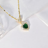 Women's Green Zircon Heart Set Necklace