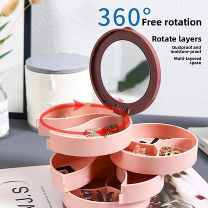 4-Layer Jewelry Box with Makeup Mirror & 360-Degree Rotation - Jewelry Boxes | Buy Online in UK