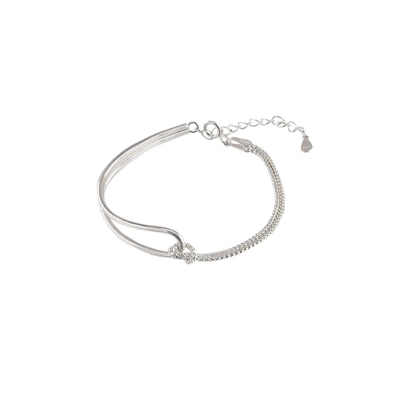 Geometric Knotted Half Bracelet for Women – Minimalist Open Cuff Bangle