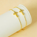 Zircon Cross Bracelet Stainless Steel Jewelry