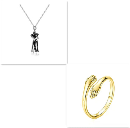 Love Hug Necklace Unisex Men Women Couple Jewelry Simple Temperament Clavicle Chain Valentine's Day Lover Gift