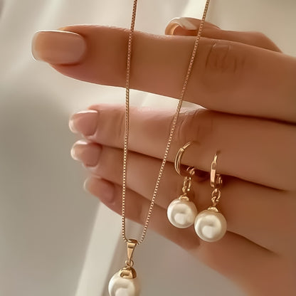 Elegant Pearl Imitation Jewelry Set for Women