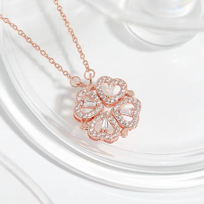 Copper Plated Love Four-Leaf Clover Necklace - Necklaces | Buy Online in UK